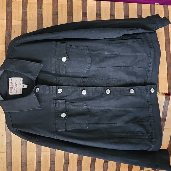 NWT! True Religion Black Denim Jacket with Silver Logo - Picture 4 of 5